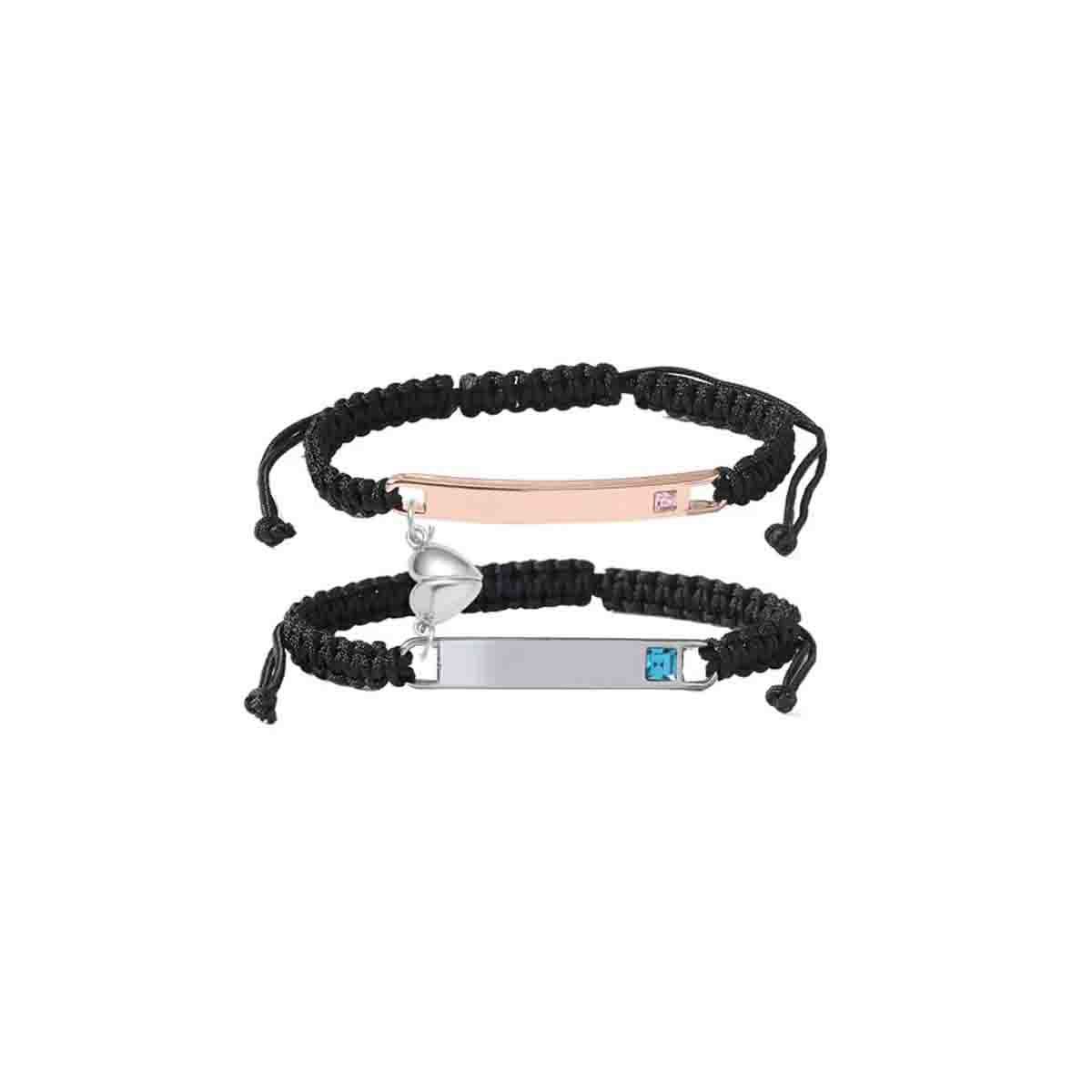 His Queen Her King 925 Silver Braided Bracelet