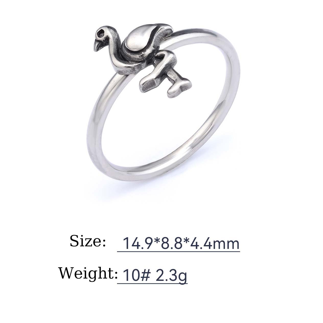 Sterling silver flamingo ring