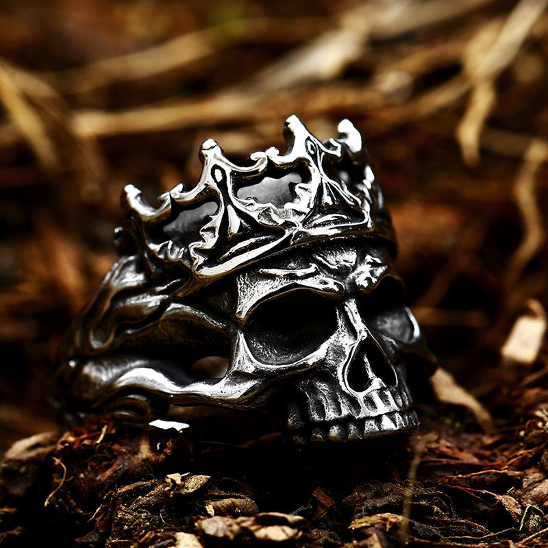 Retro Punk Crown Skull Ring – Urcsilver