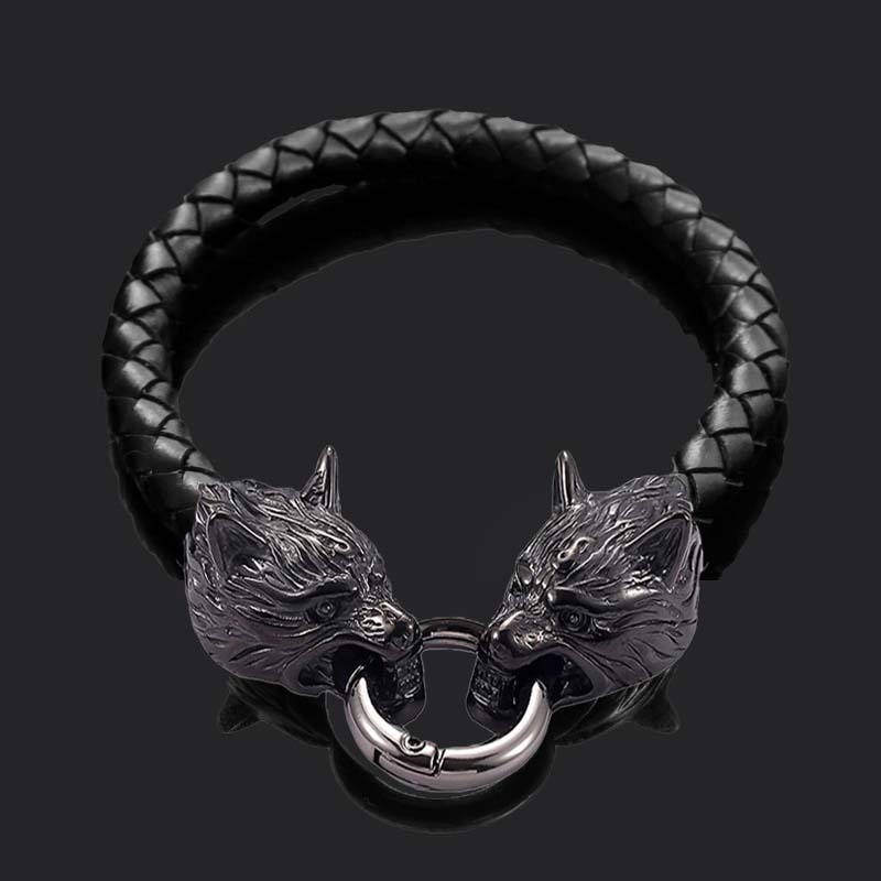 Viking wolf head bracelet