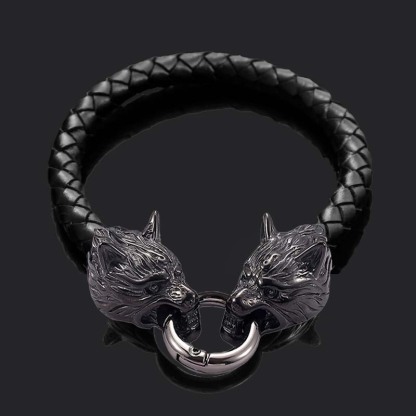 Viking wolf head bracelet