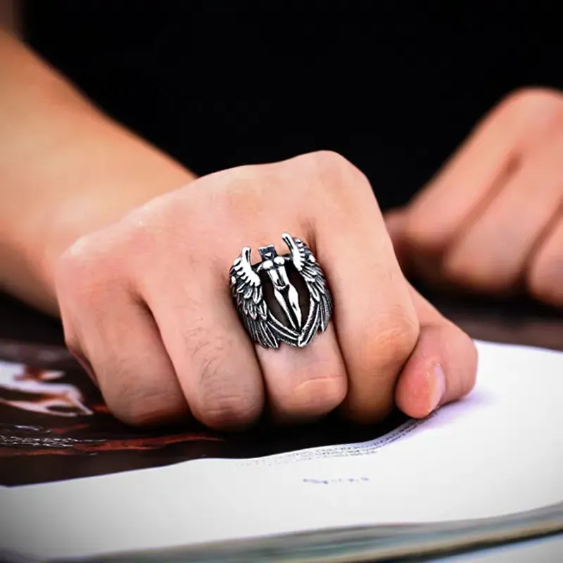 Angel Wings Cross Ring