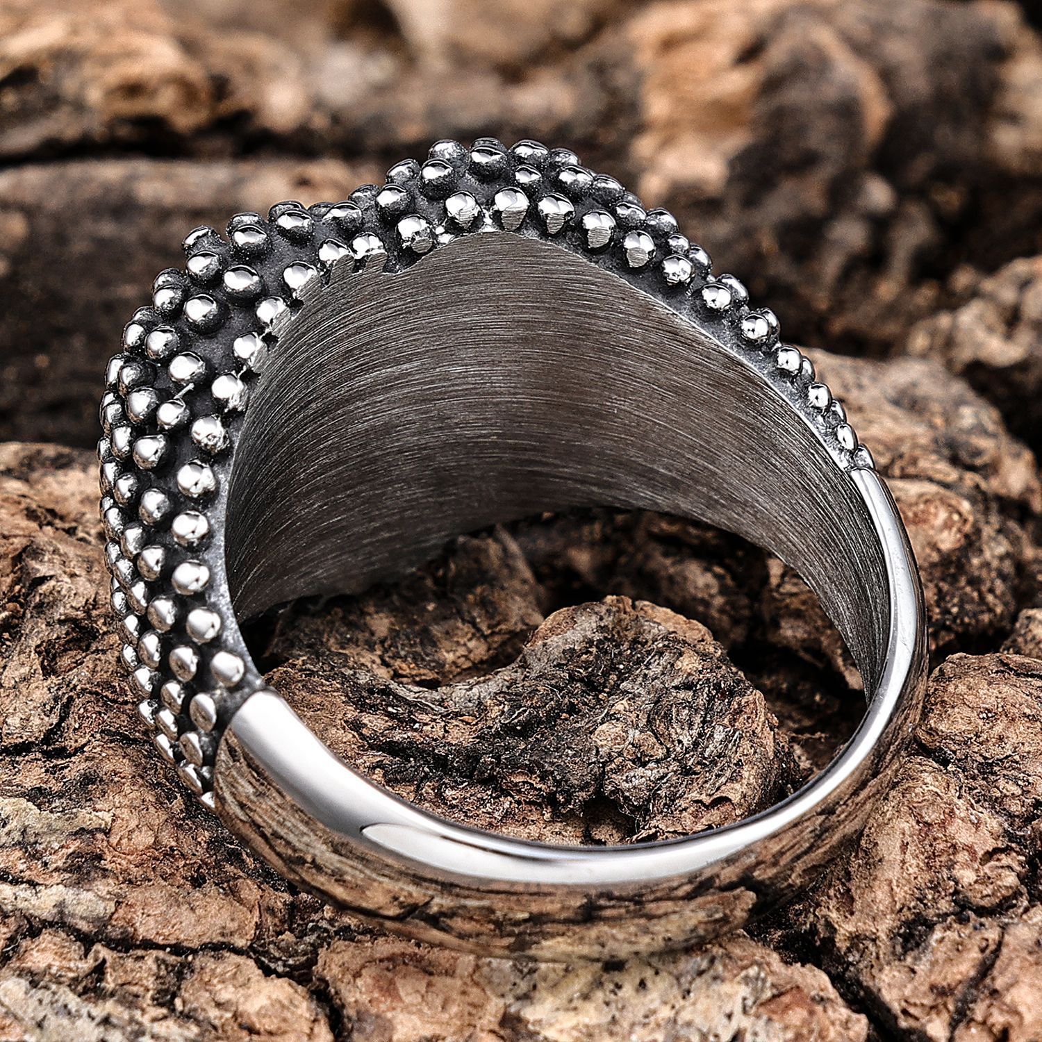 925 silver heart-shaped raised dot ring