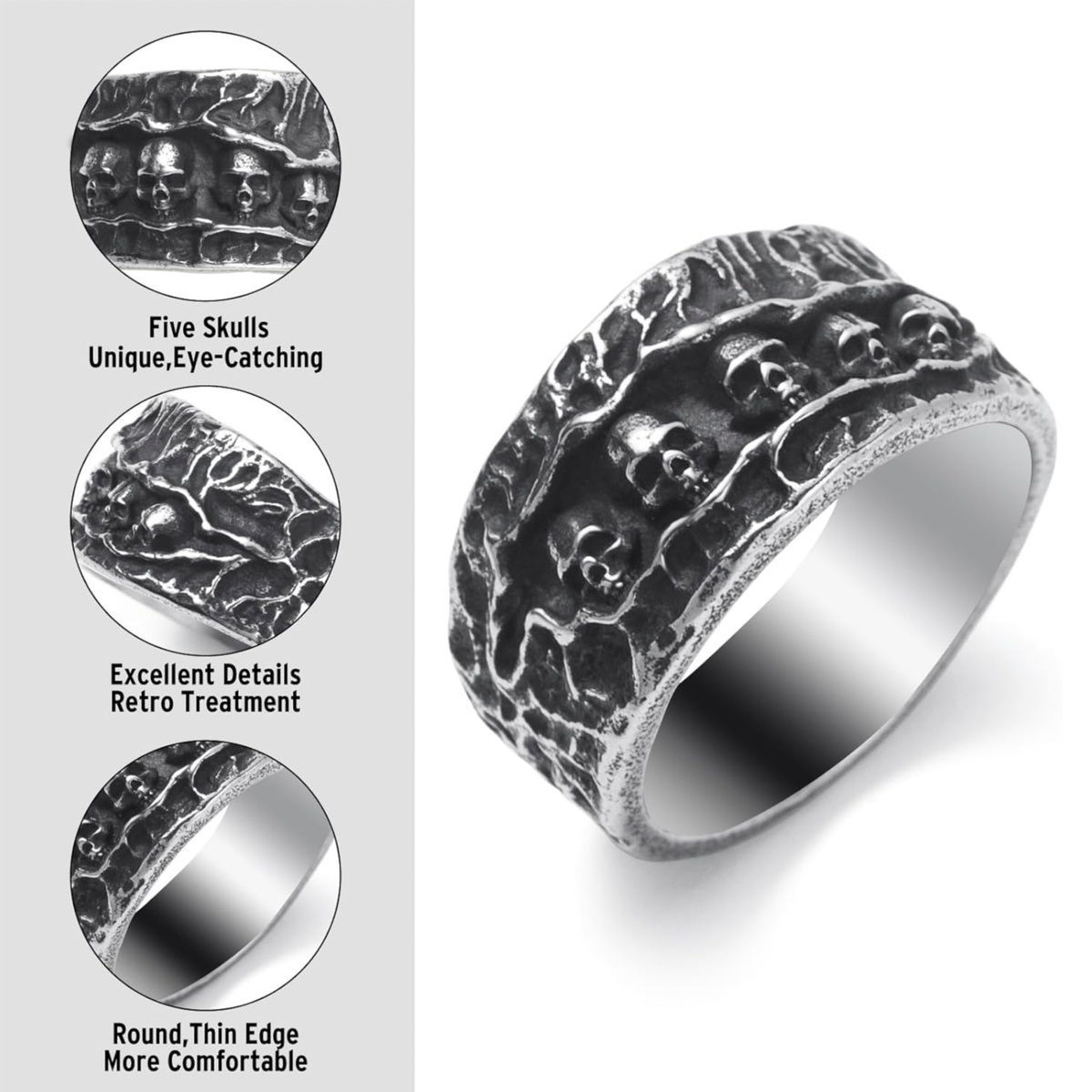 Hip Hop Punk Skull Titanium Rings