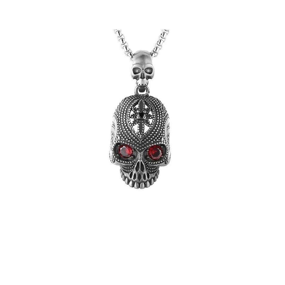 Red eye skull necklace