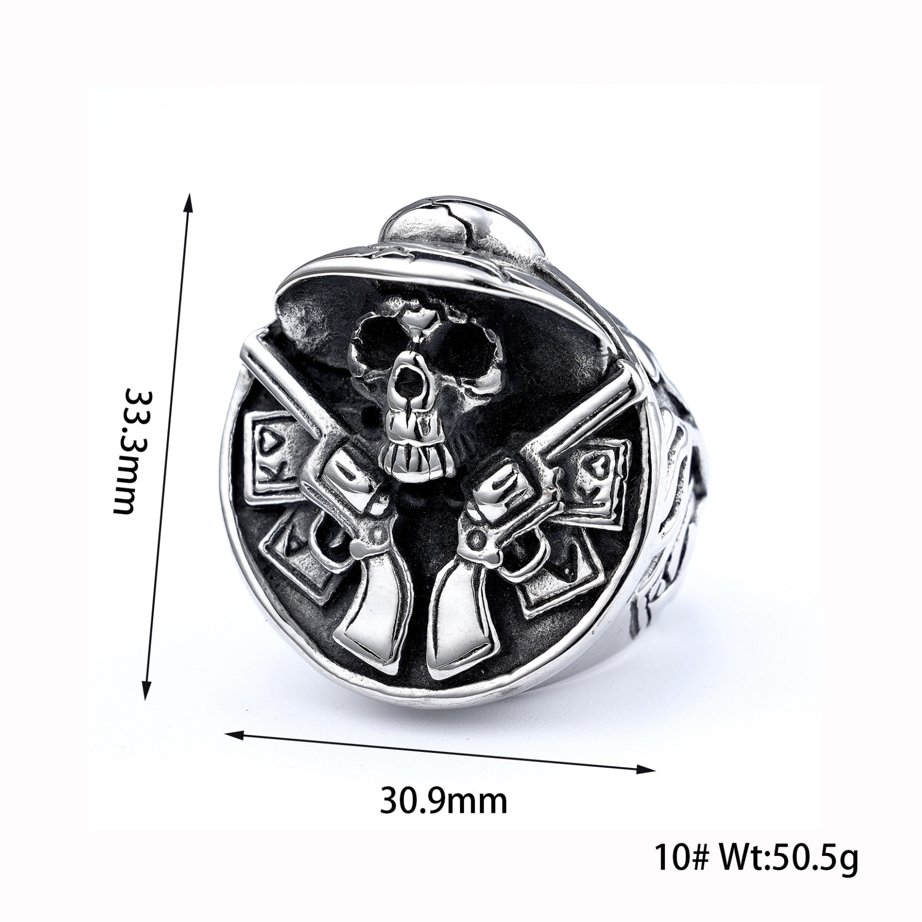Round Masonic Skull Ring