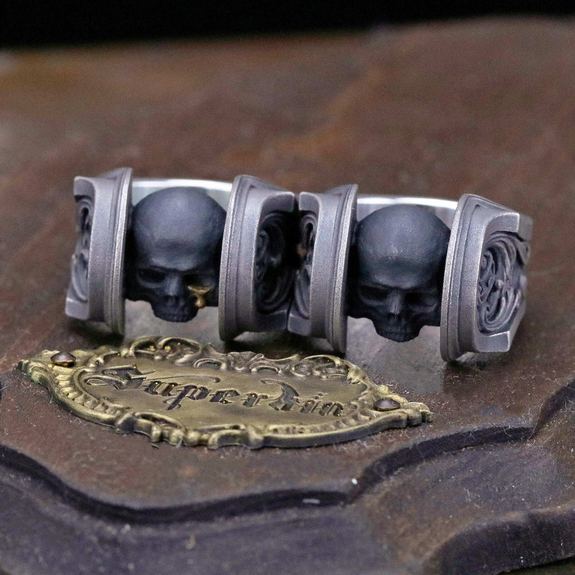 Carved skull ring