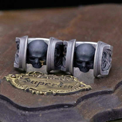 Carved skull ring