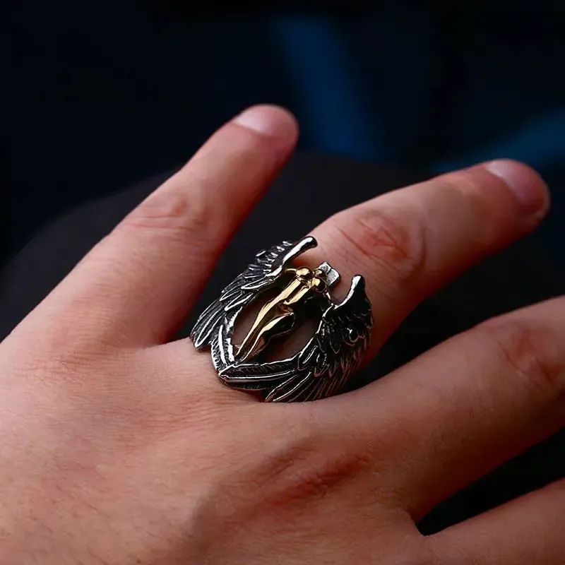 Angel Wings Cross Ring