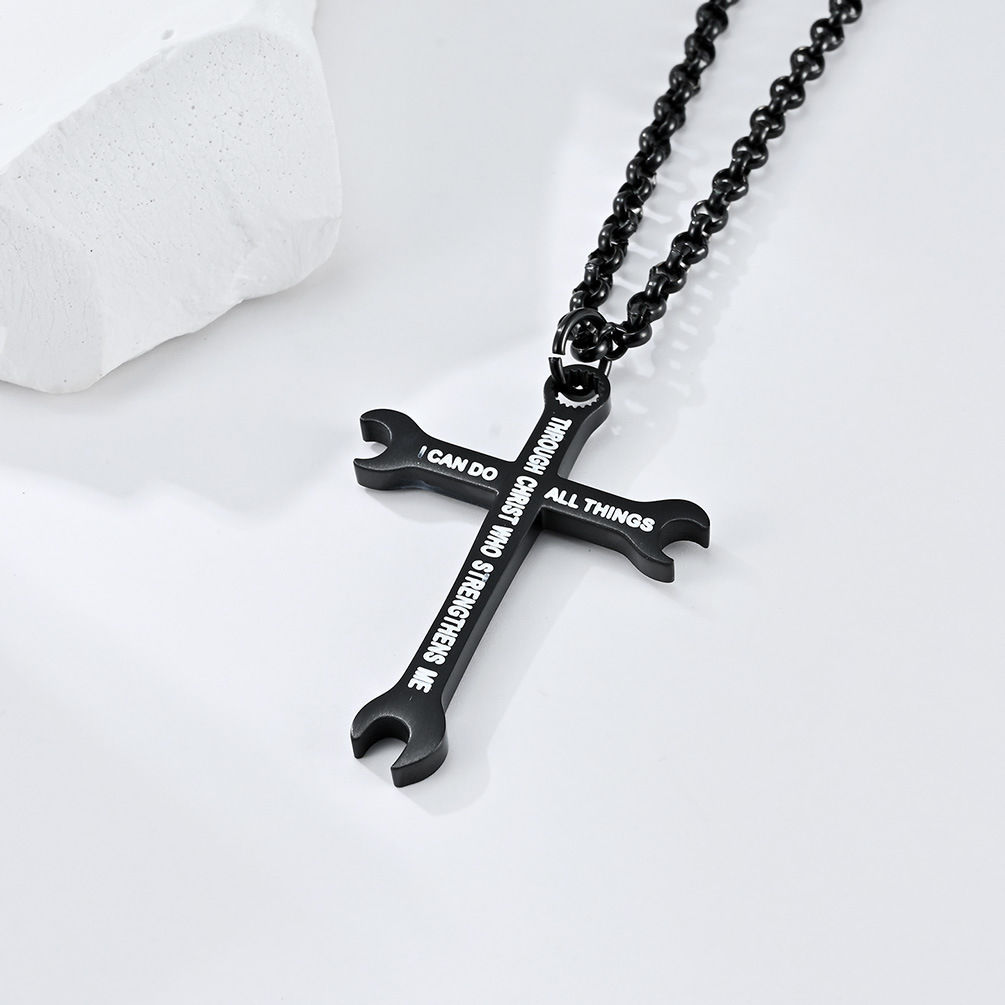 Hip Hop Trend Wrench Cross Necklace