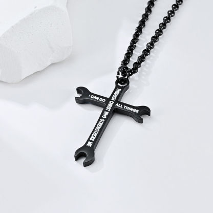 Hip Hop Trend Wrench Cross Necklace
