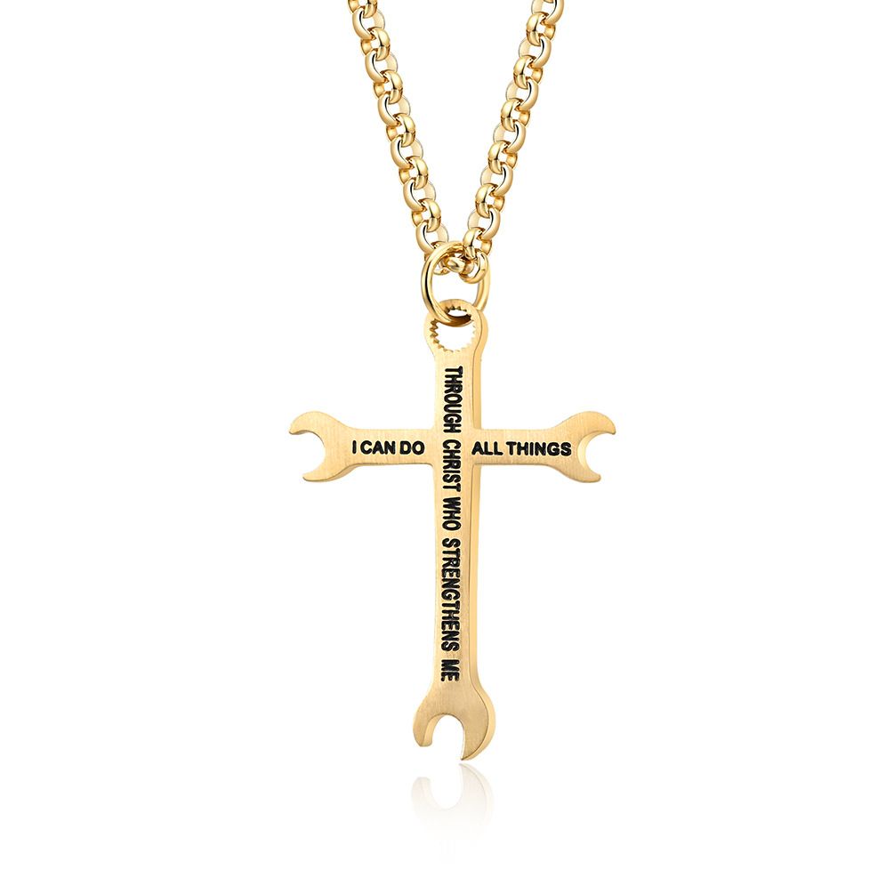 Hip Hop Trend Wrench Cross Necklace