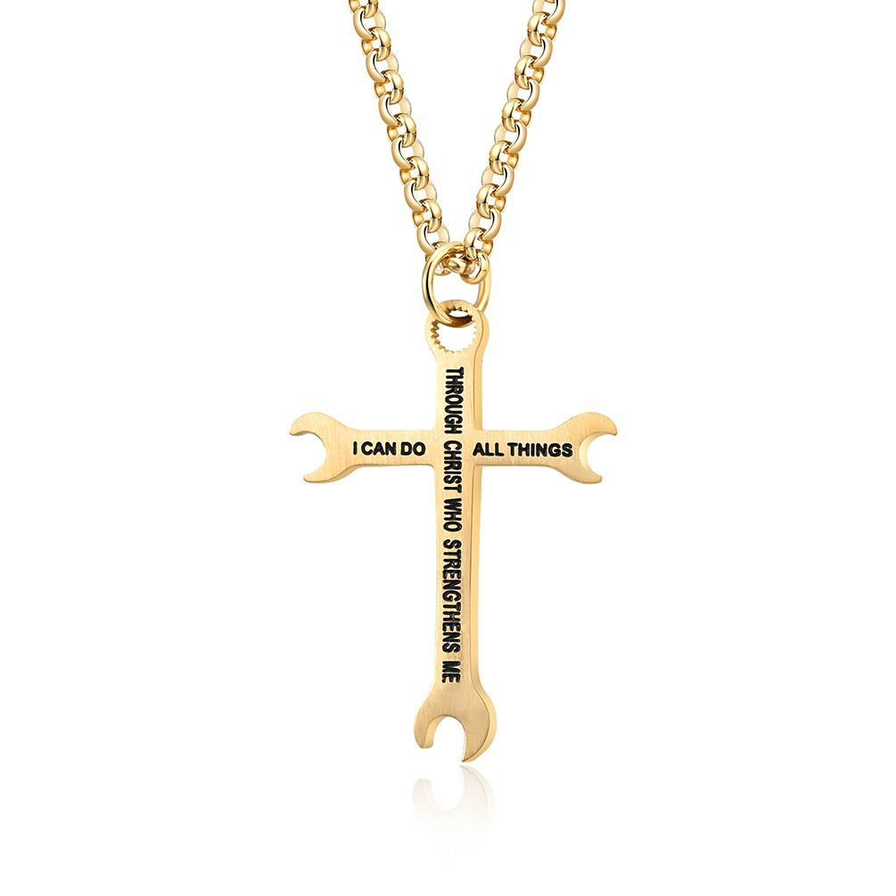 Hip Hop Trend Wrench Cross Necklace