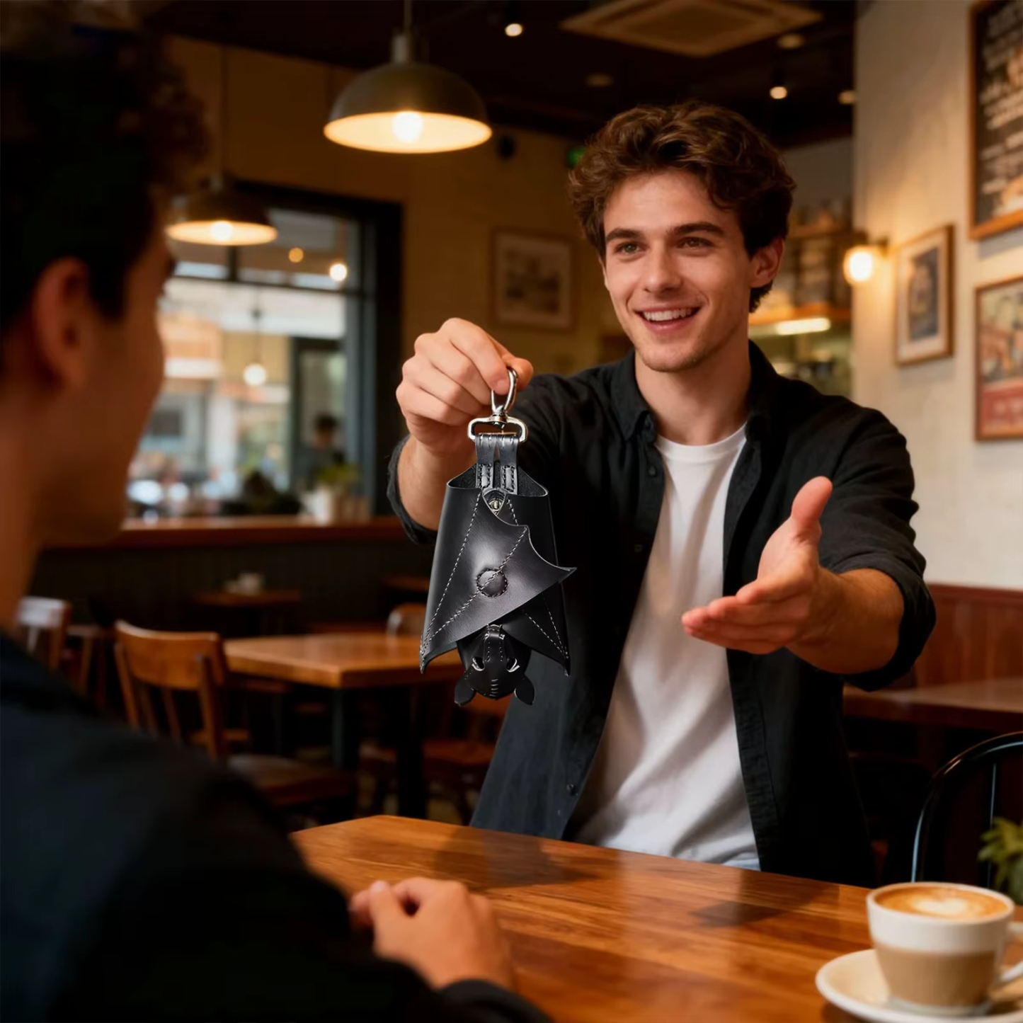 Handmade leather bat wallet