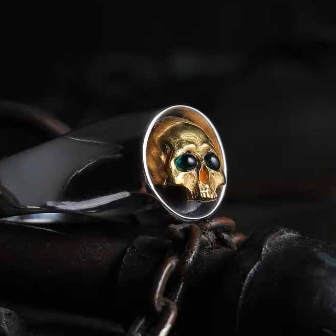 Punk skull adjustable ring