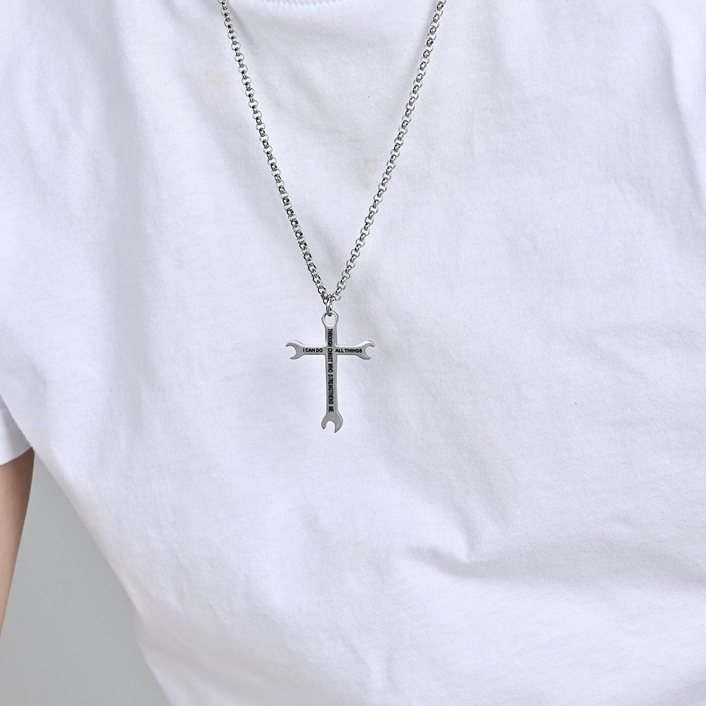 Hip Hop Trend Wrench Cross Necklace