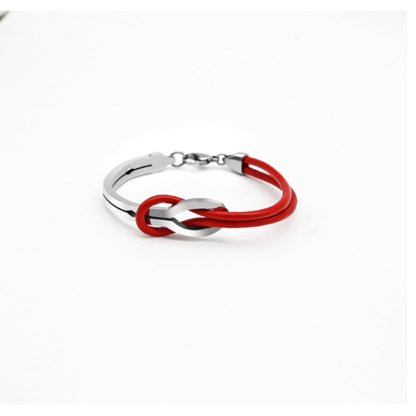 Personalized asymmetrical red and black bracelet