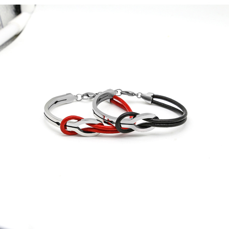 Personalized asymmetrical red and black bracelet