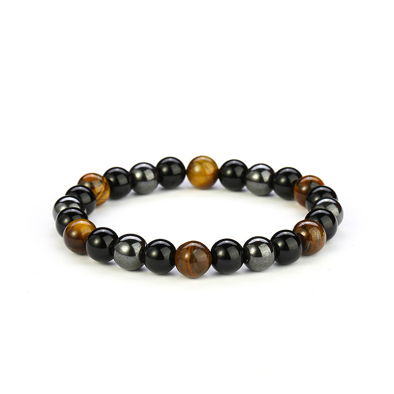 Natural Stone Three Color Beaded Bracelet