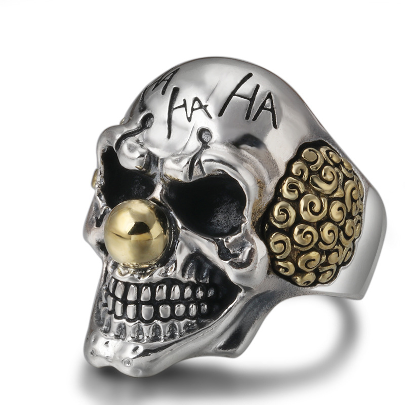 Skull inlaid copper creative punk ring