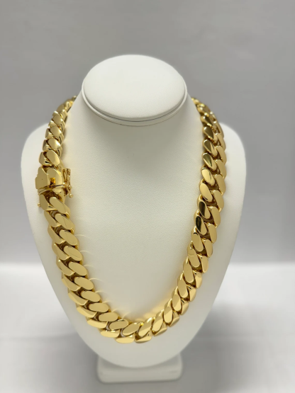 12mm 18K Gold Cuban Chain and Bracelet Set