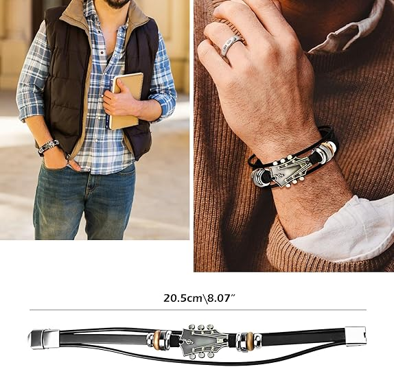 Retro Guitar Leather Bracelet 