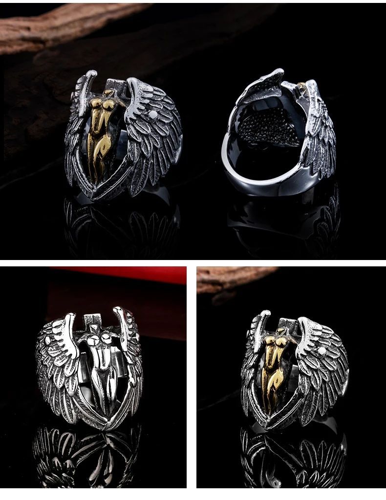 Angel Wings Cross Ring