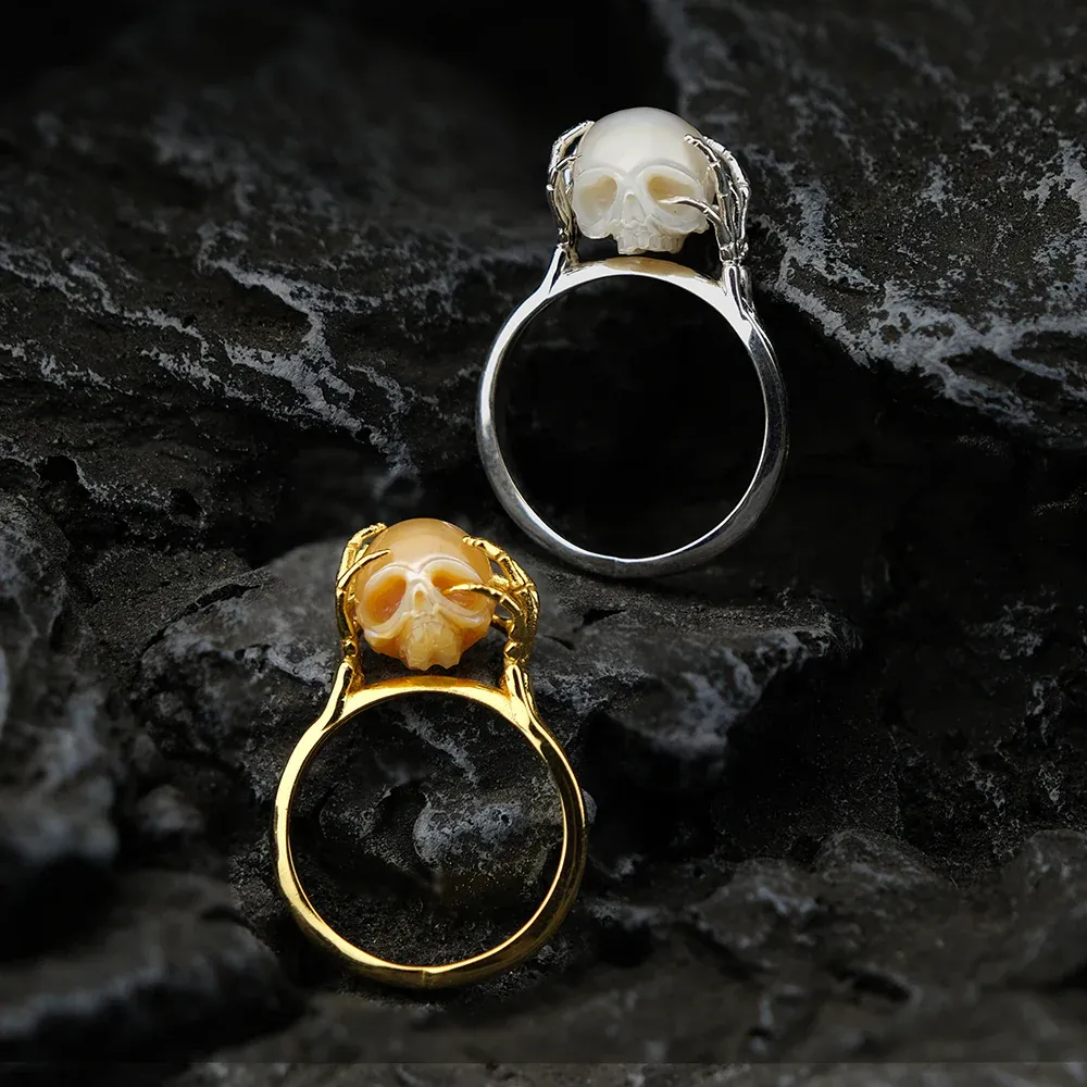 Pearl skull ring