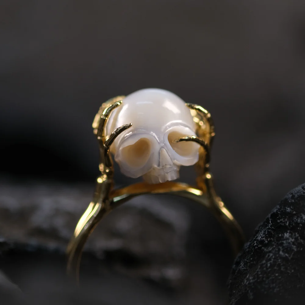 Pearl skull ring