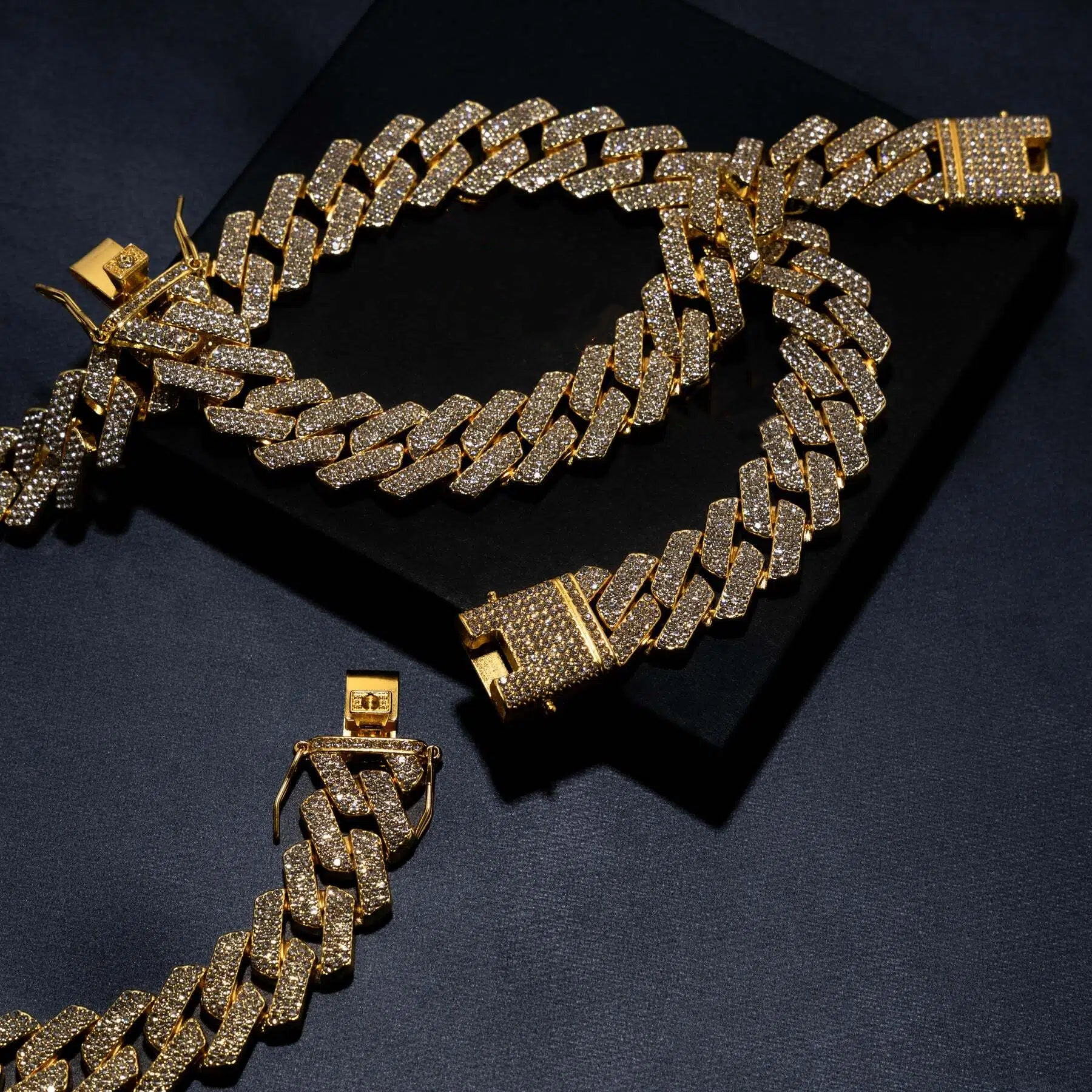 18mm Prong Set Cuban Chain & Bracelet Bundle