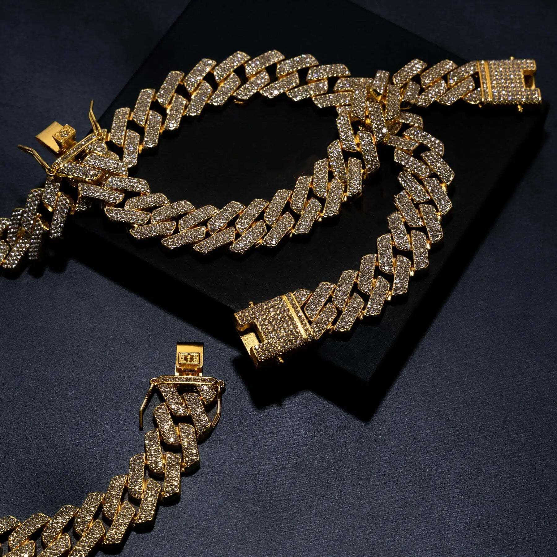 18mm Prong Set Cuban Chain & Bracelet Bundle