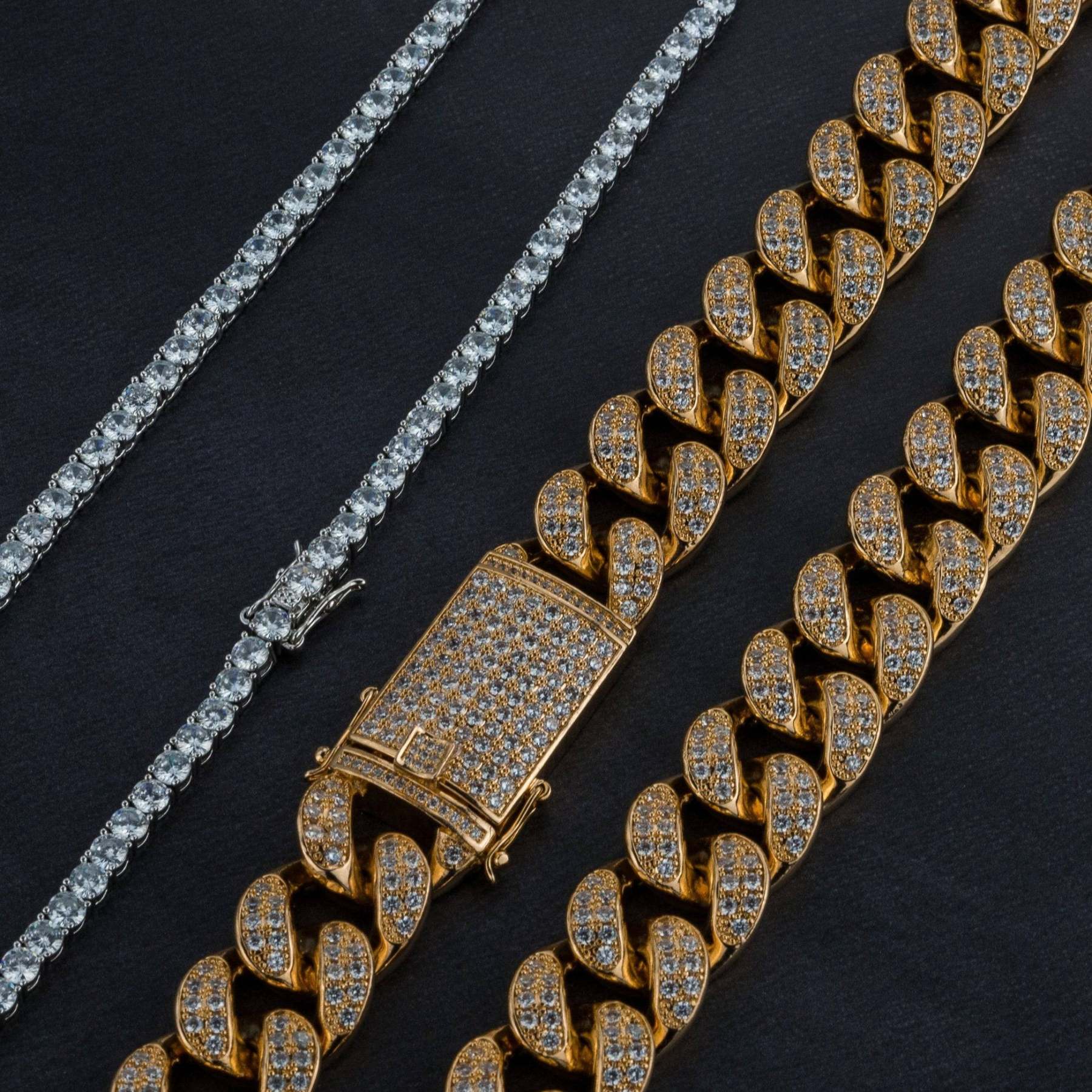 20mm Cuban Chain & 5mm Tennis Chain Bundle