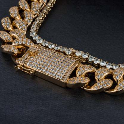 20mm Cuban Chain & 5mm Tennis Chain Bundle