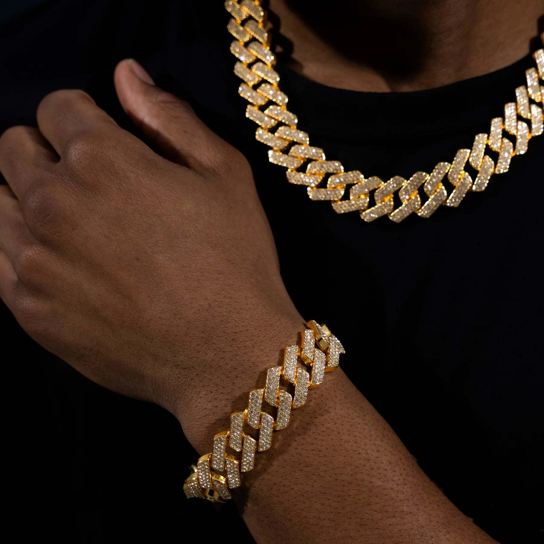 18mm Prong Set Cuban Chain & Bracelet Bundle