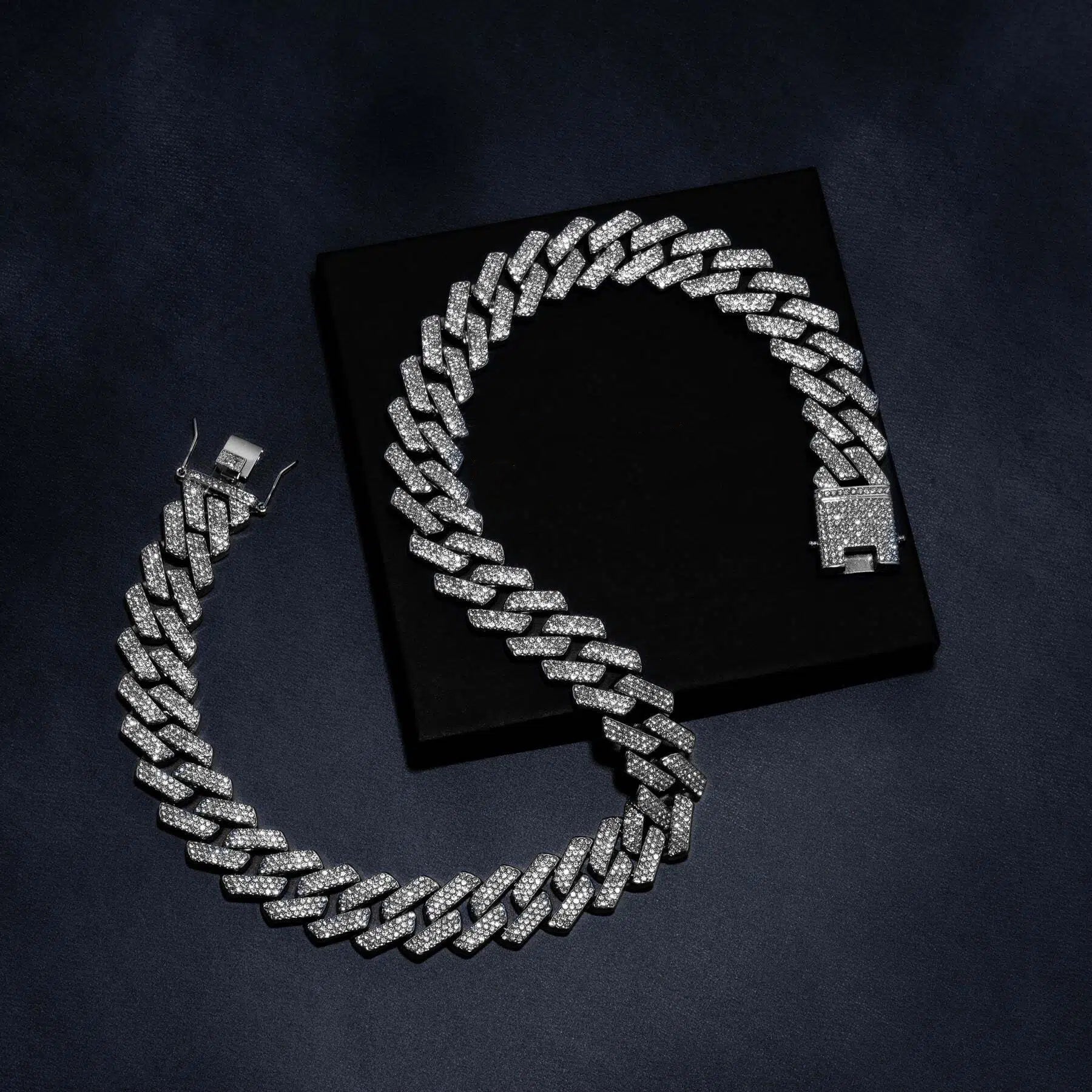 18mm Prong Set Cuban Chain & Bracelet Bundle