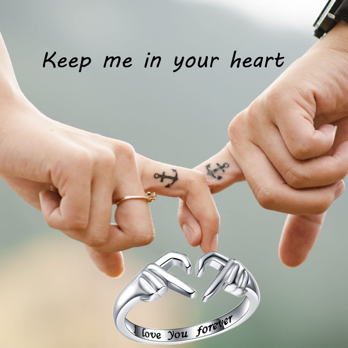 Titanium Steel Love Gesture Adjustable Ring