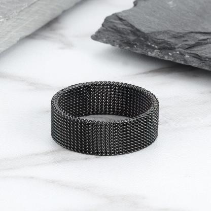 Mesh Tricolor Stainless Steel Biker Ring - Viking Jewelry - Urcsilver