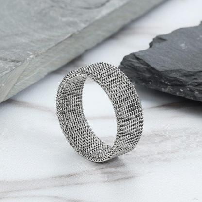 Mesh Tricolor Stainless Steel Biker Ring - Viking Jewelry - Urcsilver
