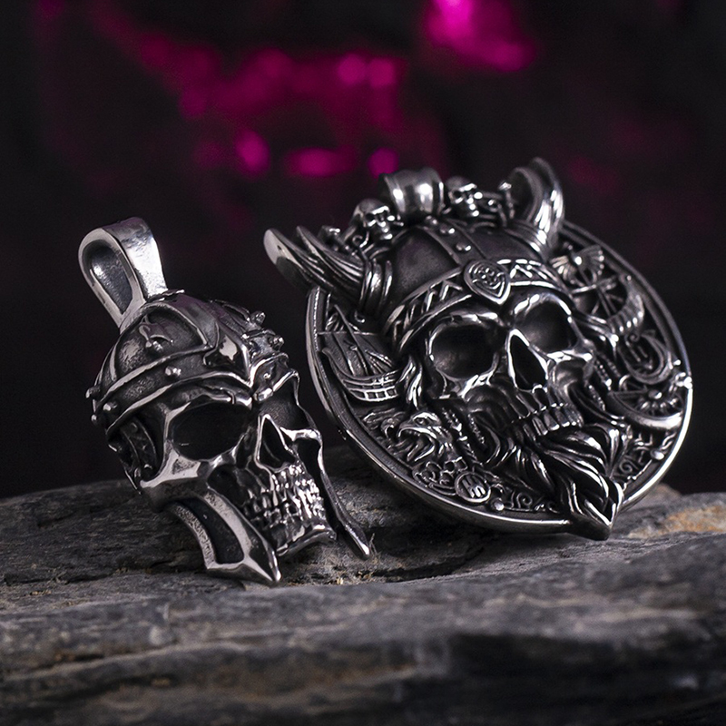 Large Skull Embossed Pendant Necklace