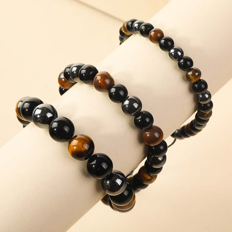 Natural Stone Three Color Beaded Bracelet