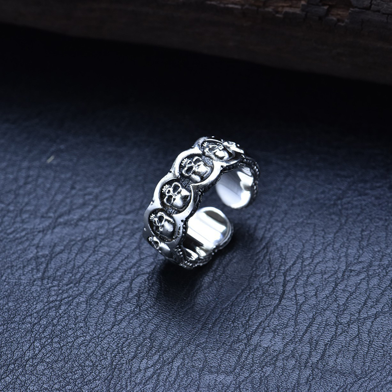 High-grade skull open adjustable ring