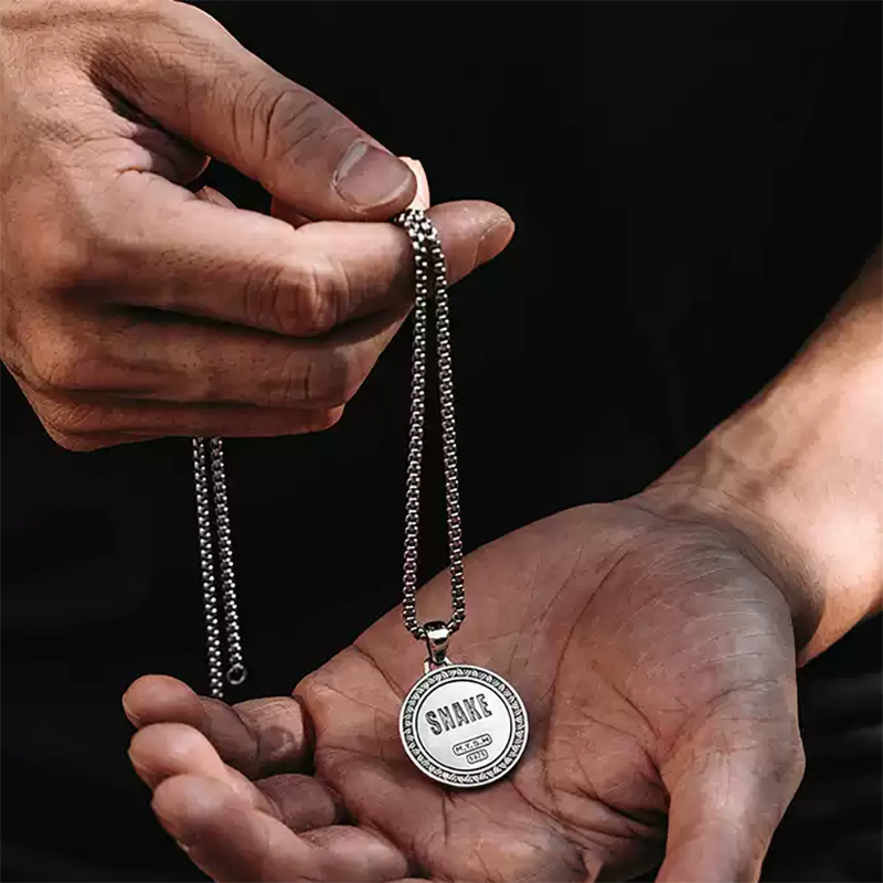 Mobius Infinity Snake Medal Necklace