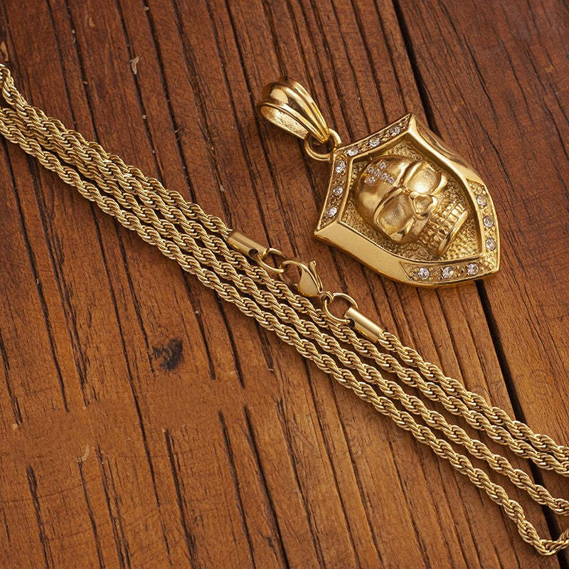 Skull Shield Pendant Necklace