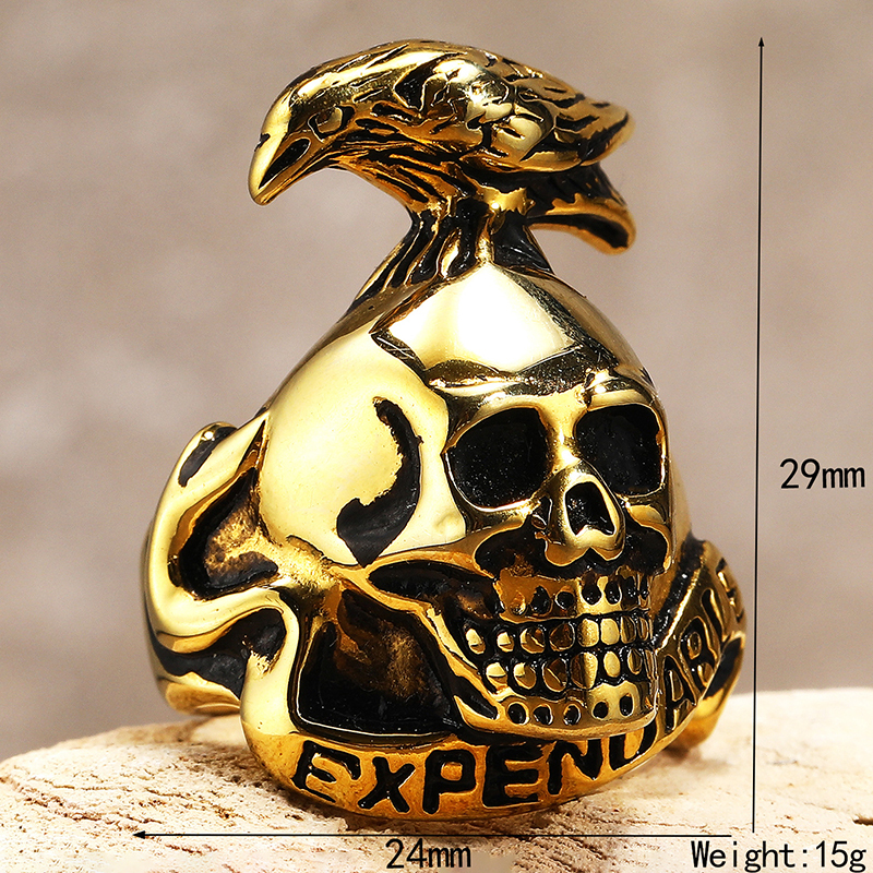 Trendy personality crow skull ring