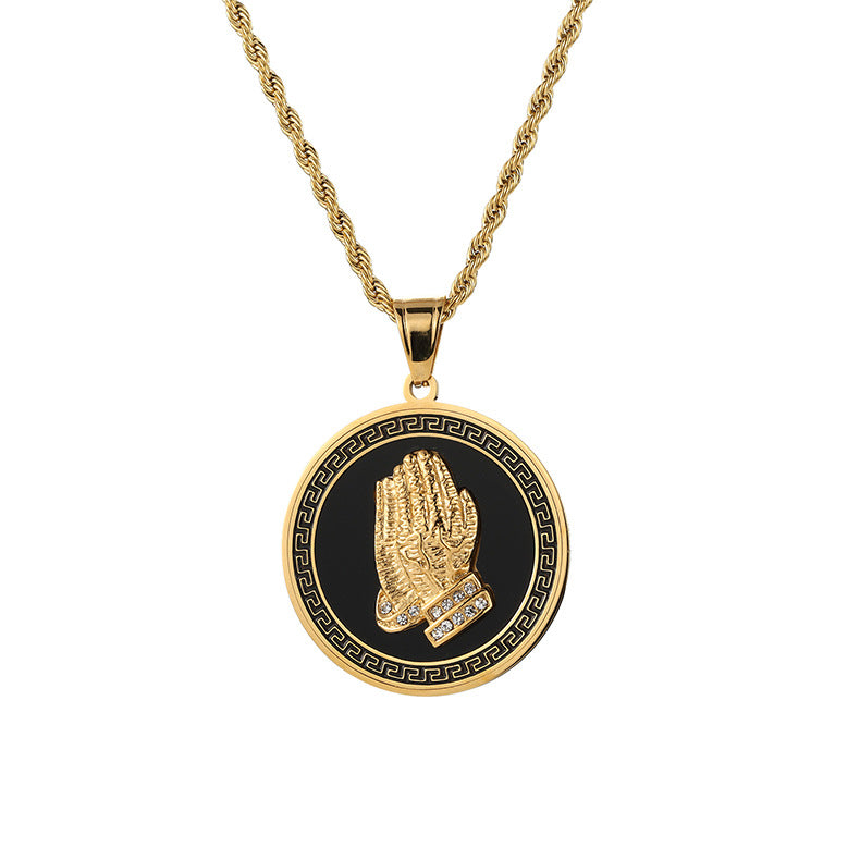 Praying Hands Medallion Necklace