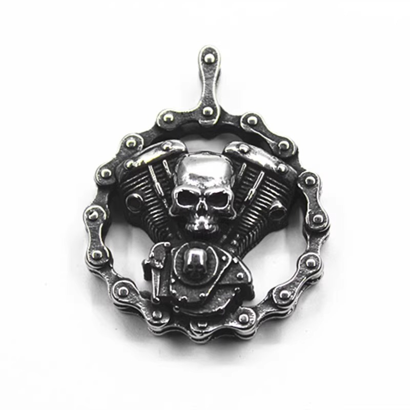 Vintage Skull Biker Necklace