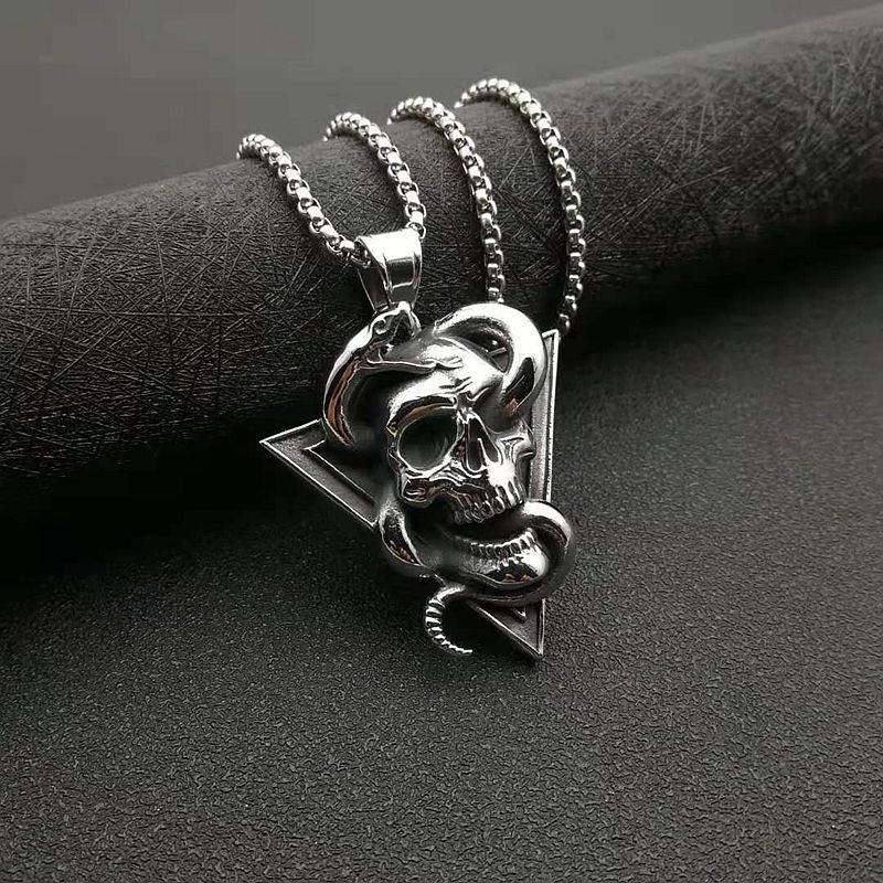 Vintage Skull and Snake Necklace
