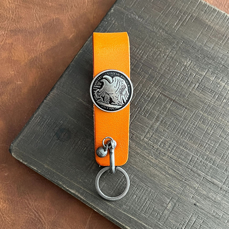 Portable leather bucket seat leather keychain car