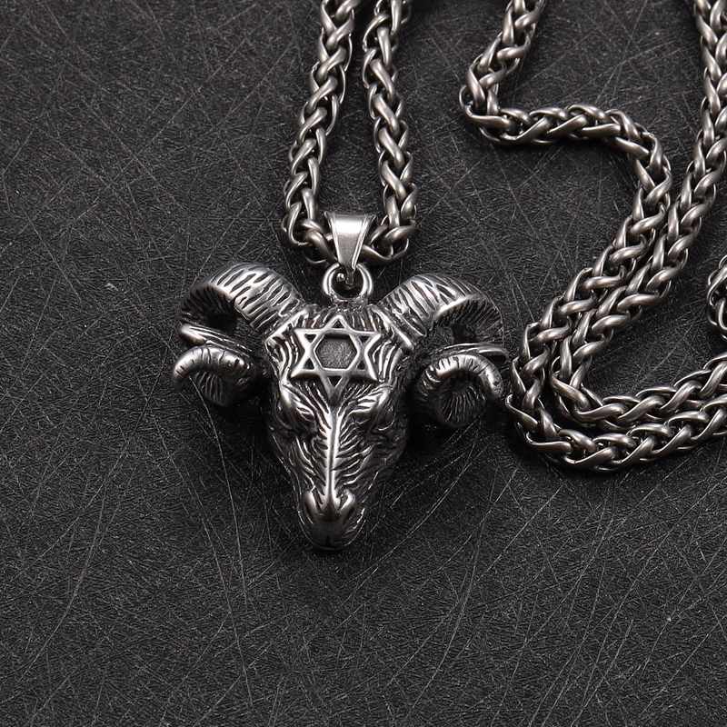 Satan sheep head necklace
