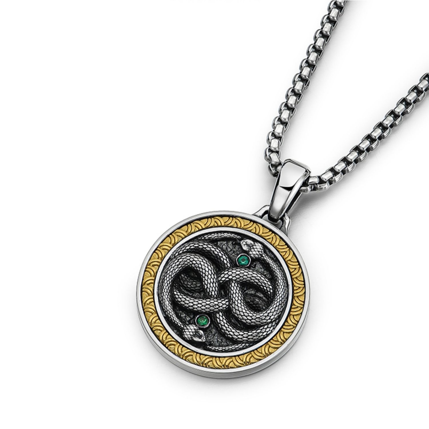 Mobius Twin Viper Medal Necklace